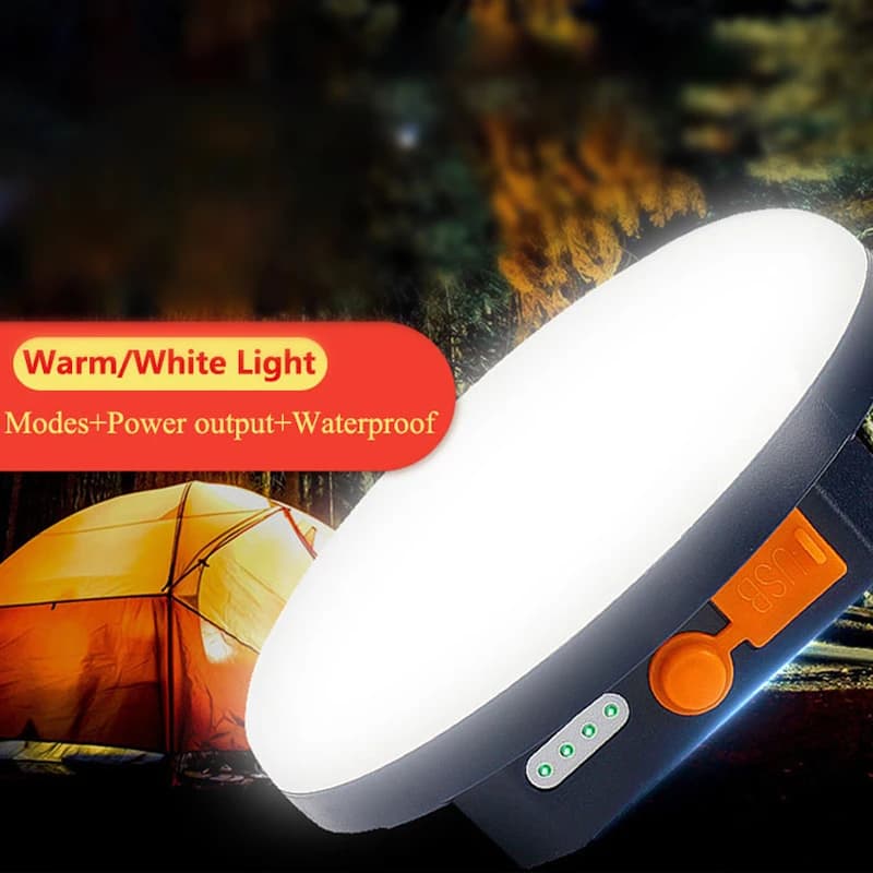 פנס קמפינג נטען MOSLIGHTING עם תאורה לבנה וחמה, מצבי תאורה ויציאת USB